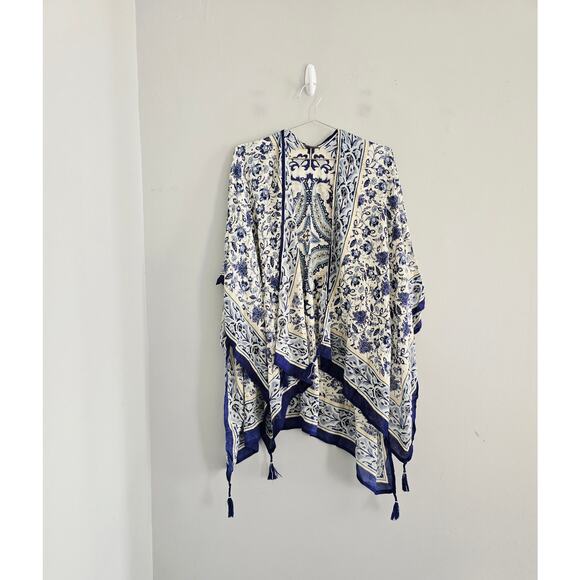Vince Camuto Blue Boho Kimono One Size - Picture 1 of 3